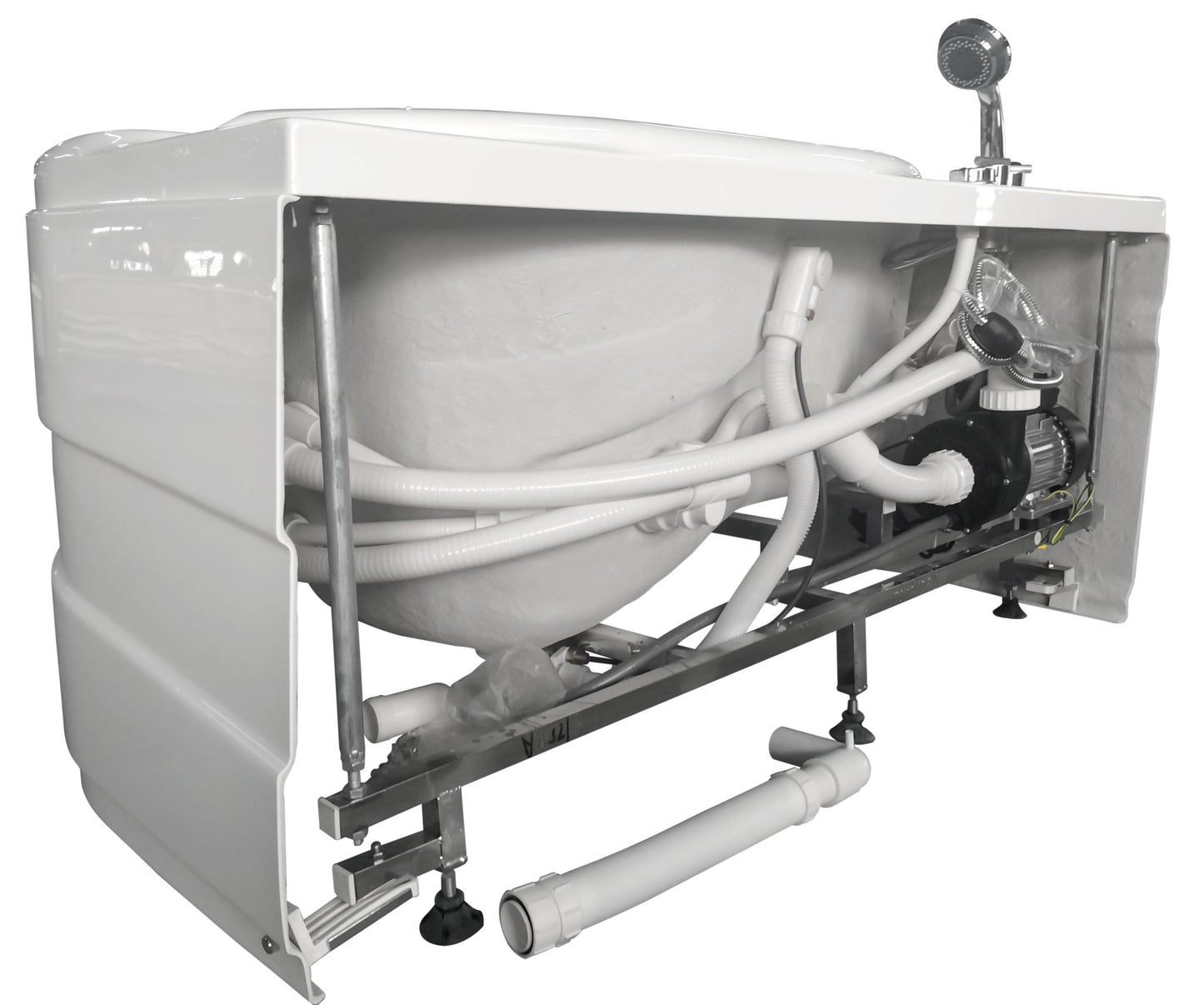 EAGO AM175-L 57'' White Acrylic Jetted Whirlpool Bathtub W/ Fixtures