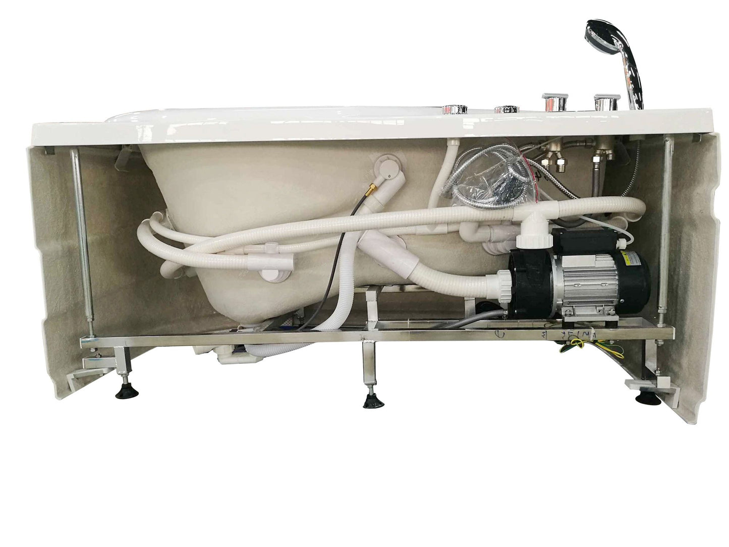 EAGO AM175-L 57'' White Acrylic Jetted Whirlpool Bathtub W/ Fixtures