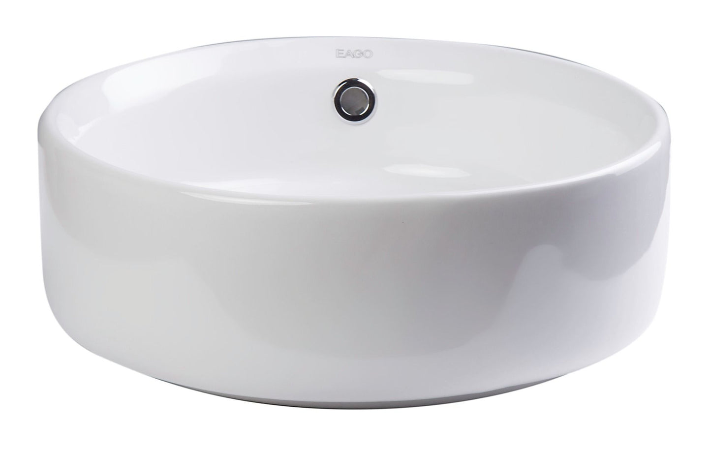 EAGO BA129 16'' Above Mount White Round Porcelain Bathroom Sink w/ Overflow
