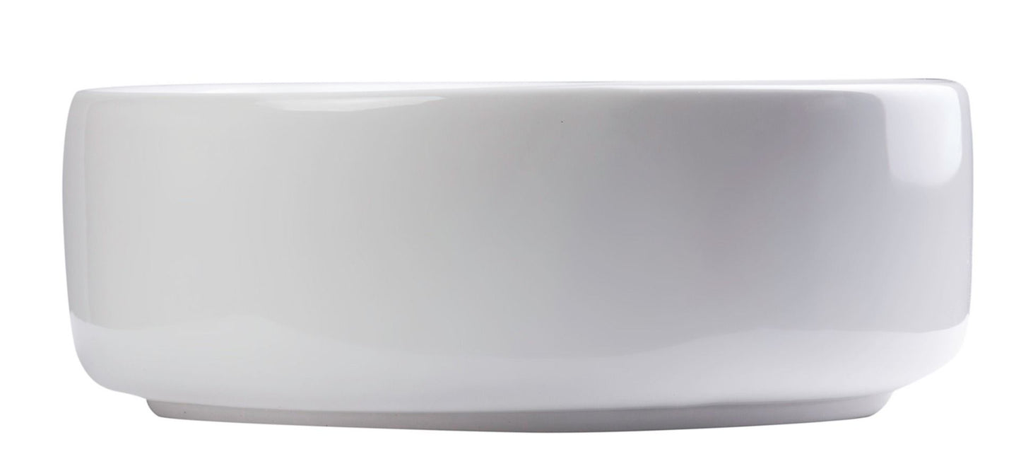 EAGO BA129 16'' Above Mount White Round Porcelain Bathroom Sink w/ Overflow