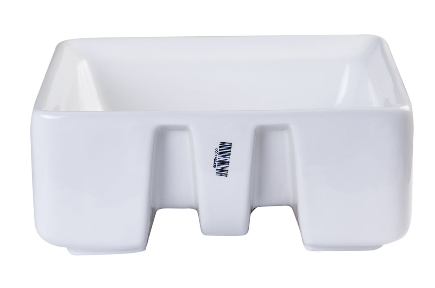 EAGO BA130 15'' White Modern Square Porcelain Bathroom Sink with Overflow