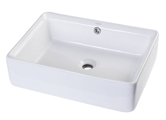 EAGO BA131 20" White Rectangular Porcelain Bathroom Sink with Overflow