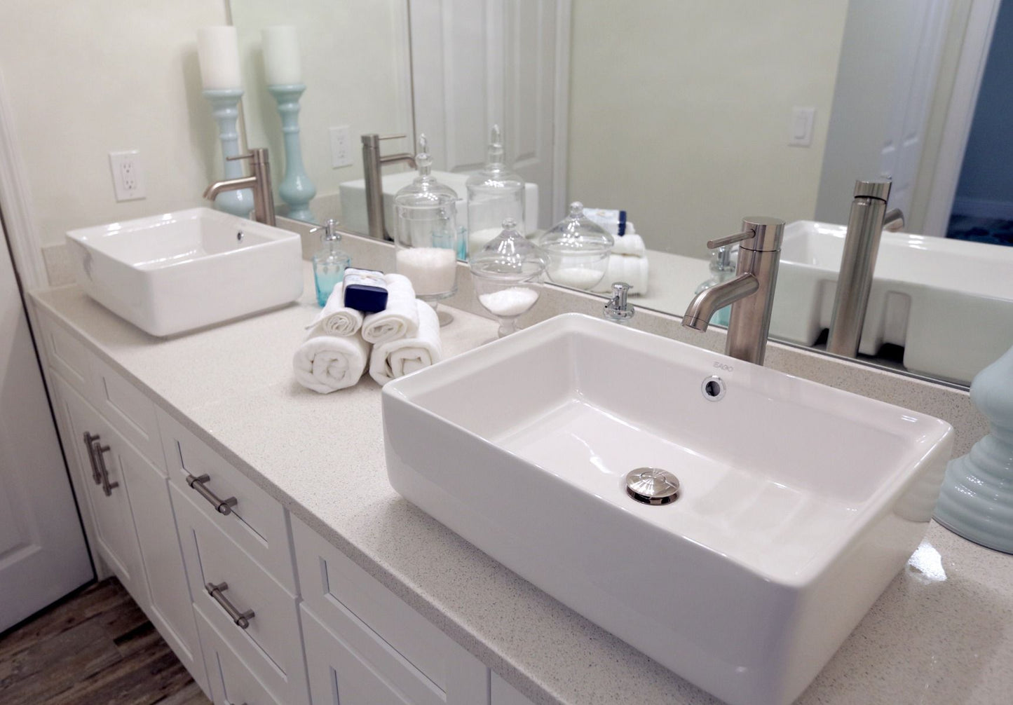 EAGO BA131 20" White Rectangular Porcelain Bathroom Sink with Overflow