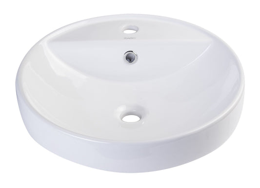 EAGO BA141 White Above Mount Porcelain Bathroom Sink Basin with Single Hole