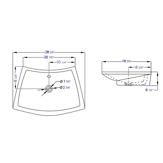 EAGO BA142 28" White Rectangular Porcelain Bathroom Sink with Overflow