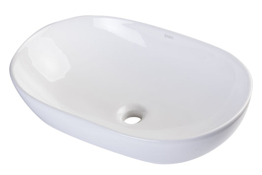 EAGO BA352 23'' White Oval Porcelain Bathroom Sink Basin without Overflow