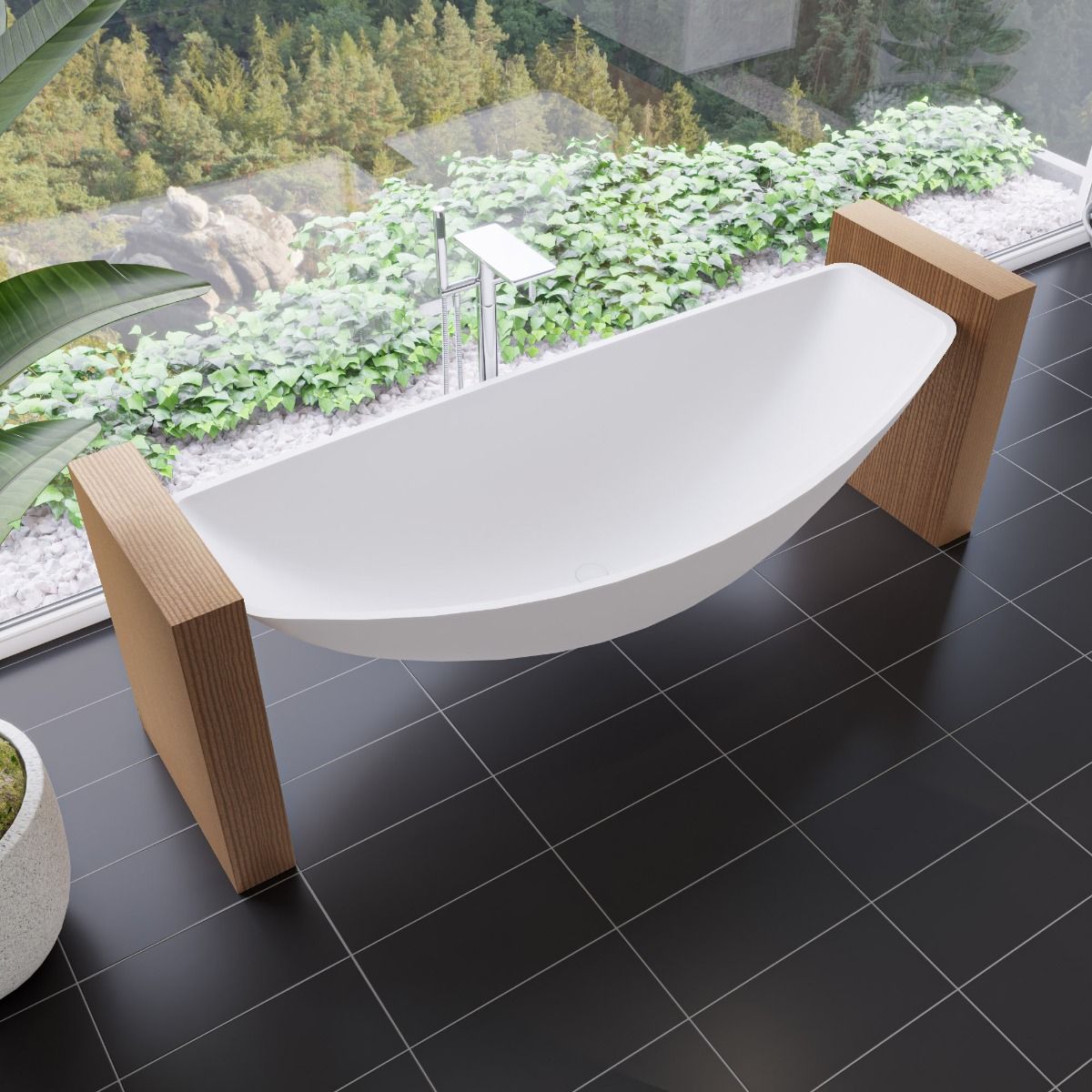 ALFI brand HammockTub1-WM 79" Acrylic Suspended Wall Mounted Hammock Bathtub