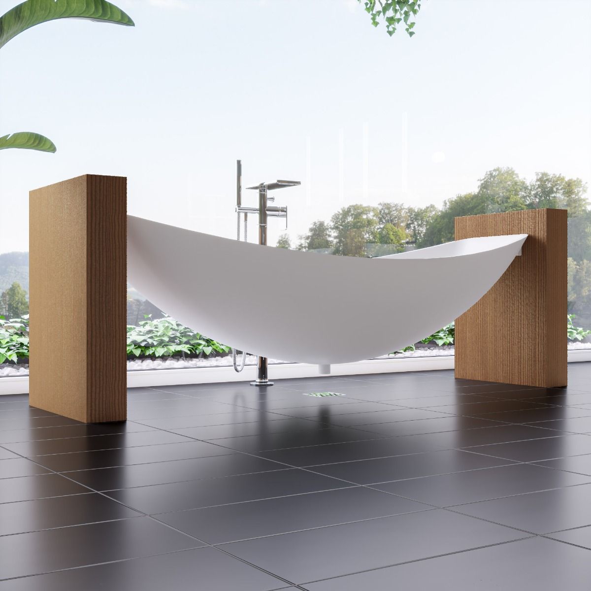 ALFI brand HammockTub1-WM 79" Acrylic Suspended Wall Mounted Hammock Bathtub