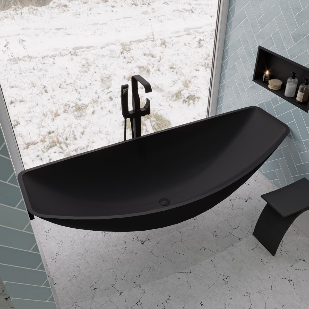 ALFI brand HammockTub1-BM 79" Acrylic Suspended Wall Mounted Hammock Bathtub