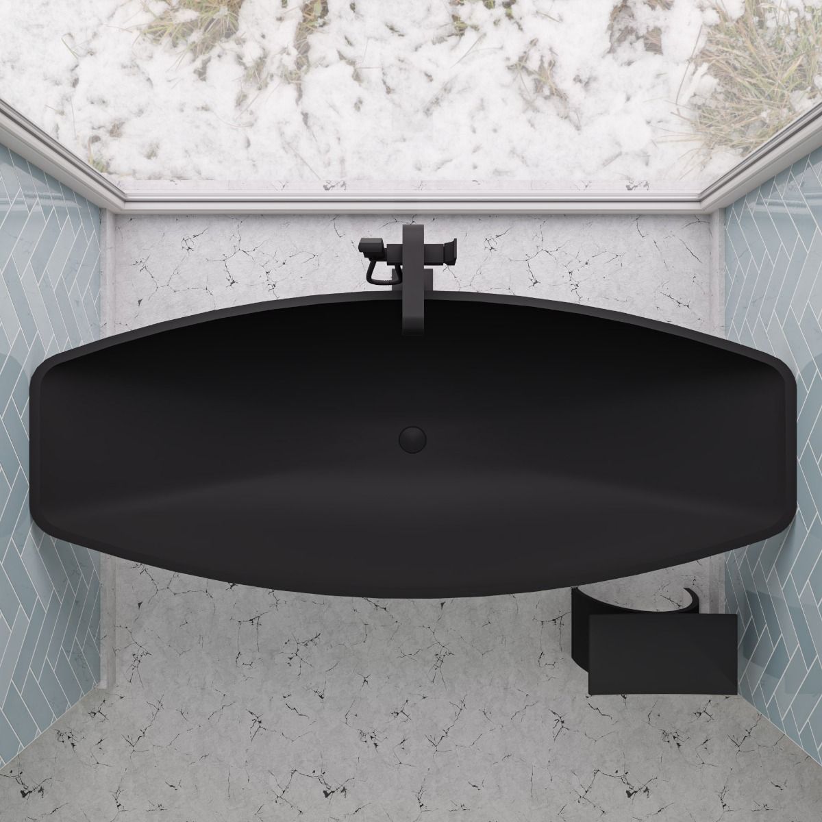 ALFI brand HammockTub1-BM 79" Acrylic Suspended Wall Mounted Hammock Bathtub