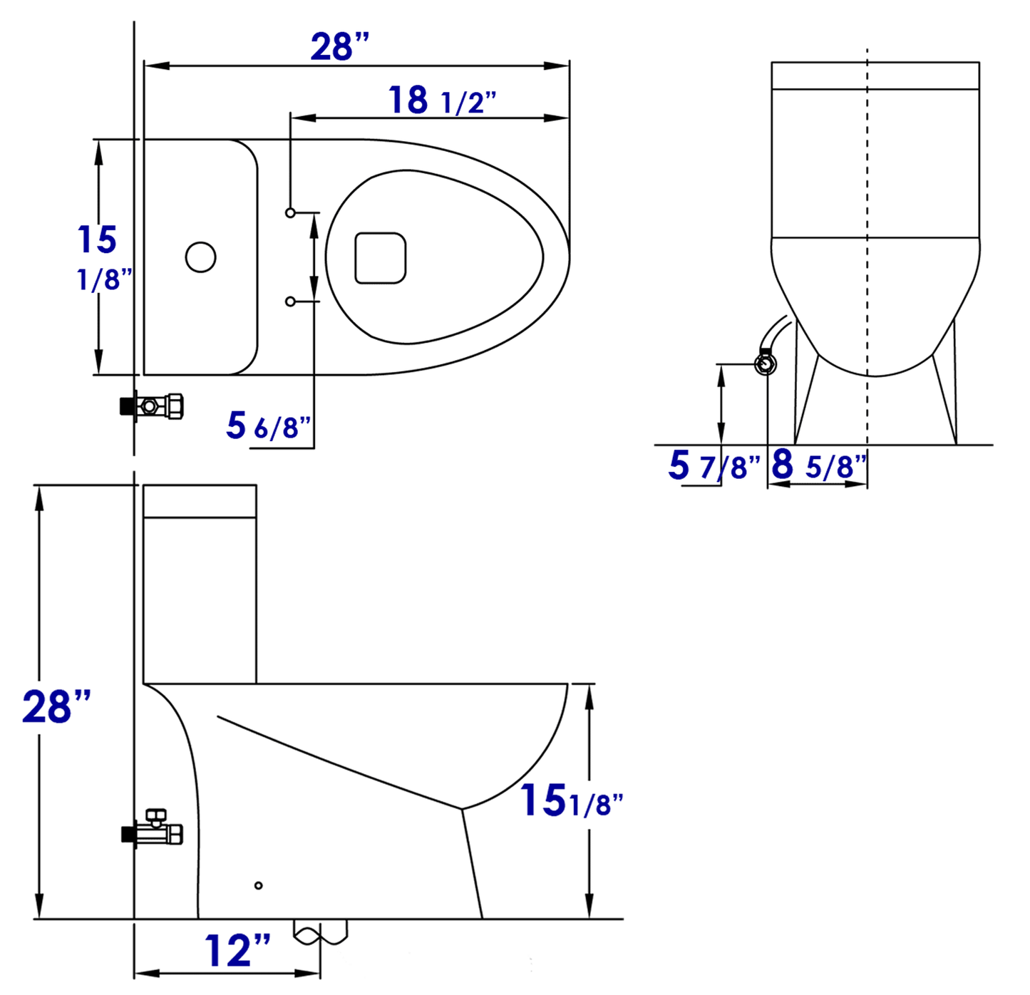 EAGO TB346 Elongated One Piece Dual Flush High Efficiency Low Flush White Toilet