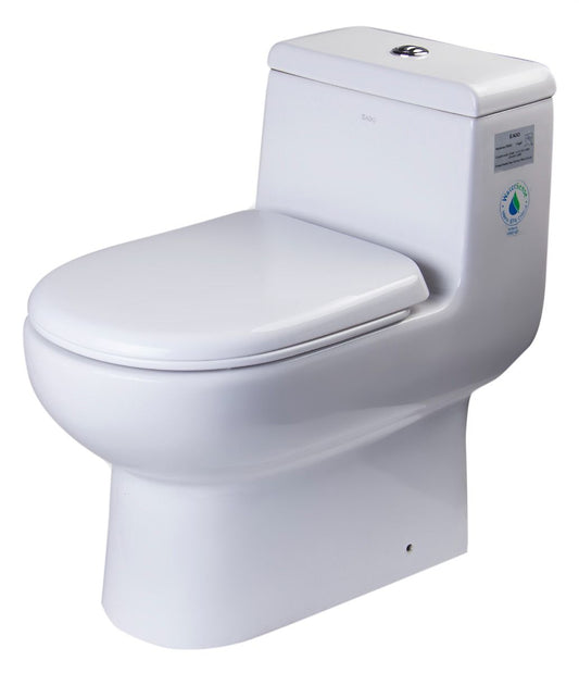 EAGO TB351 One Piece Dual Flush High Efficiency Low Flush White Toilet