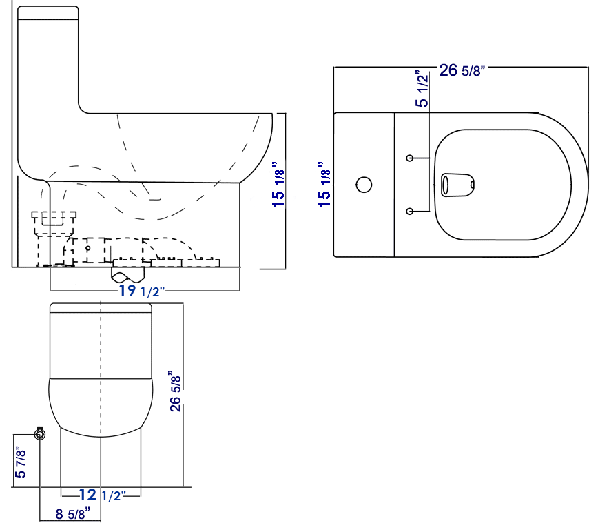 EAGO TB351 One Piece Dual Flush High Efficiency Low Flush White Toilet