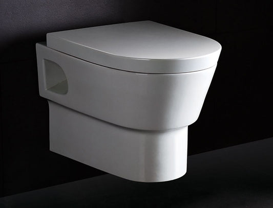 EAGO WD332 Modern Wall Mounted Dual Flush White Ceramic Toilet Bowl