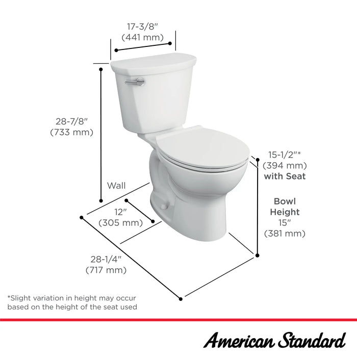 Cadet® PRO Two-Piece 1.28 gpf/4.8 Lpf Standard Height Round Front Toilet Less Seat