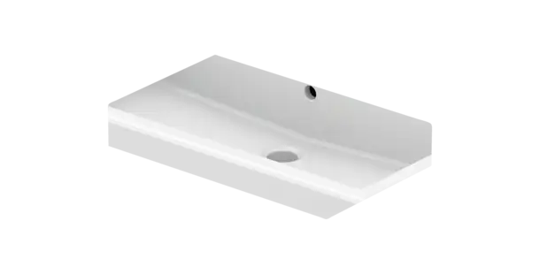 Vero Wall Mounted Sink  31 x 18 1/2 ", with Overflow, 3 x Faucet hole, White High Gloss