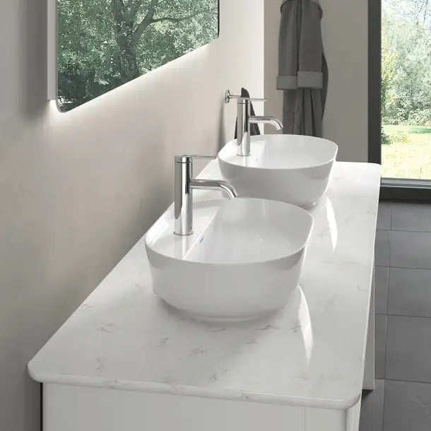 Luv Vessel Sink  19 5/8 " x 13 3/4 ", without Overflow, 1 x Faucet hole, Ground, White High Gloss