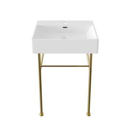 24" Rectangular Console Bathroom Sink, Single Faucet Hole