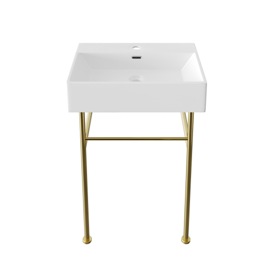 24" Rectangular Console Bathroom Sink, Single Faucet Hole