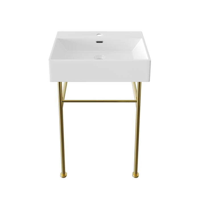 24" Rectangular Console Bathroom Sink, Single Faucet Hole