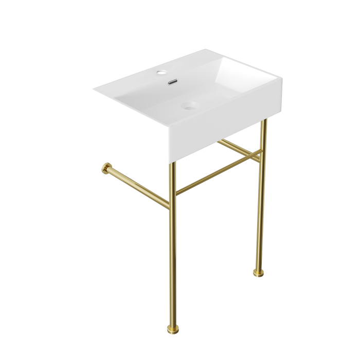 24" Rectangular Console Bathroom Sink, Single Faucet Hole