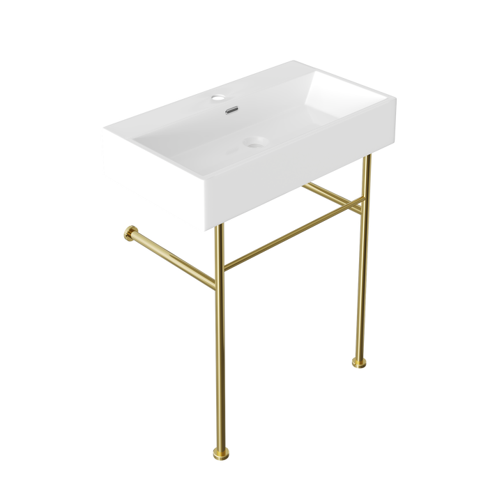 30" Rectangular Console Bathroom Sink, Single Faucet Hole