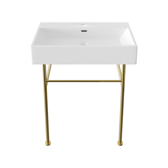 30" Rectangular Console Bathroom Sink, Single Faucet Hole
