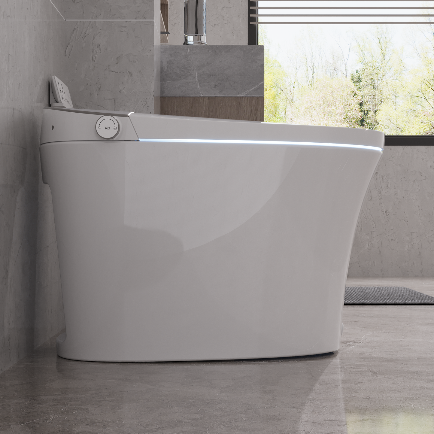 DeerValley Tankless Smart Toilet,Off-seat Auto Flush,Foot Kick Flush,Night Light,Modern Elongated Toilet with Warm Water,DV-1S0150/DV-1S0150-V3