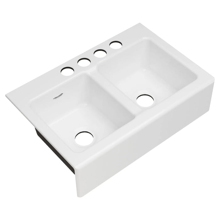 Delancey 33 x 22-Inch Cast Iron 4-Hole Undermount Double-Bowl Apron Front Kitchen Sink