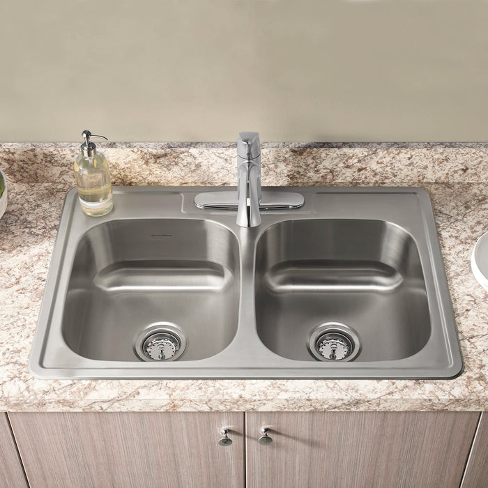 Colony® 33 x 22-Inch Stainless Steel 3-Hole Top Mount Double-Bowl ADA Kitchen Sink