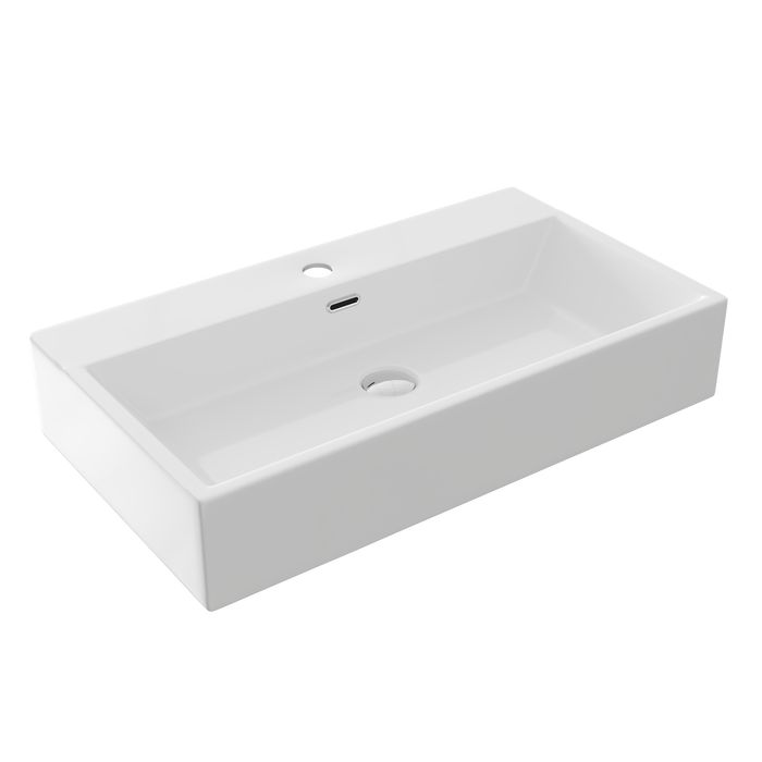 30" Rectangular Console Bathroom Sink, Single Faucet Hole