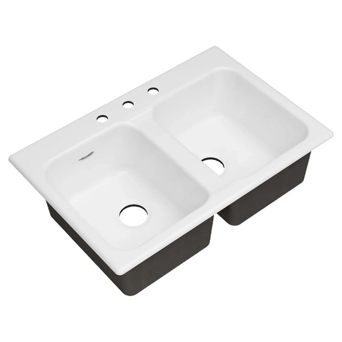 Quince 33 x 22-Inch Cast Iron 4-Hole Drop-In or Undercounter Double-Bowl Kitchen Sink