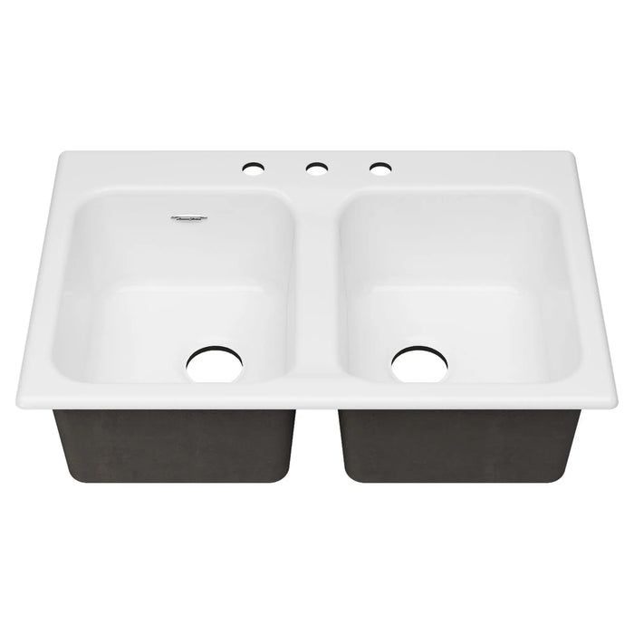 Quince 33 x 22-Inch Cast Iron 3-Hole Drop-In or Undercounter Double-Bowl Kitchen Sink