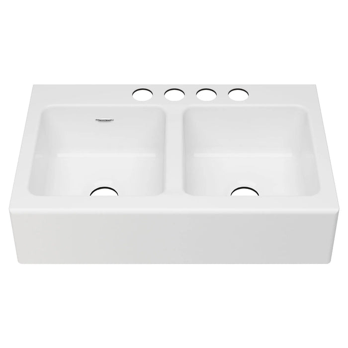 Delancey 36 x 22-Inch Cast Iron 4-Hole Undermount Double-Bowl Apron Front Kitchen Sink