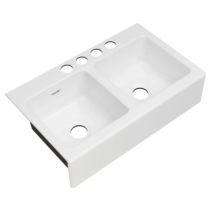 Delancey 36 x 22-Inch Cast Iron 4-Hole Undermount Double-Bowl Apron Front Kitchen Sink