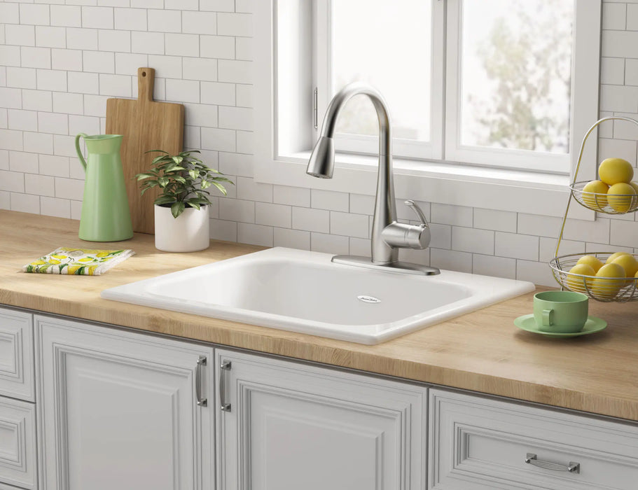 Quince 25 x 22-Inch Cast Iron 3-Hole Drop-In Single-Bowl Kitchen Sink
