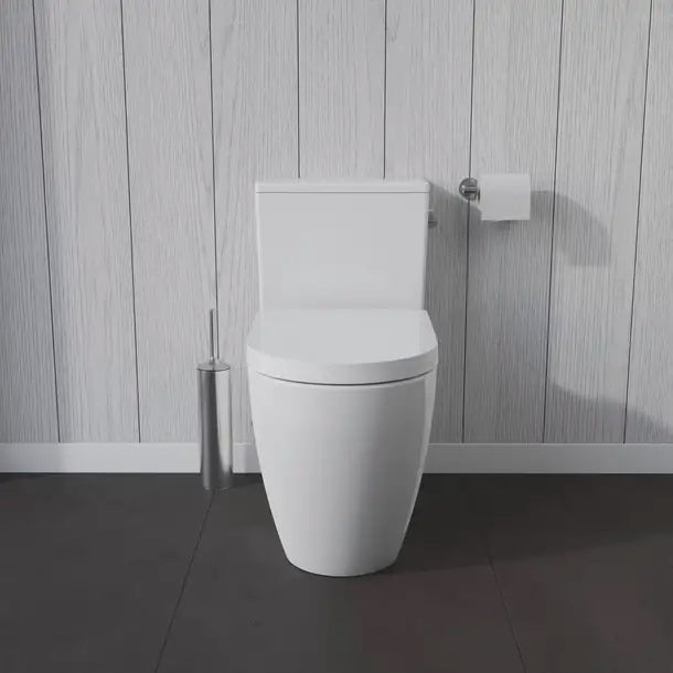 Duravit ME by Starck One Piece Toilet Rimless Elongated  1.28/1.28 GPF, HygieneGlaze, Trip lever placement: Right, White High Gloss