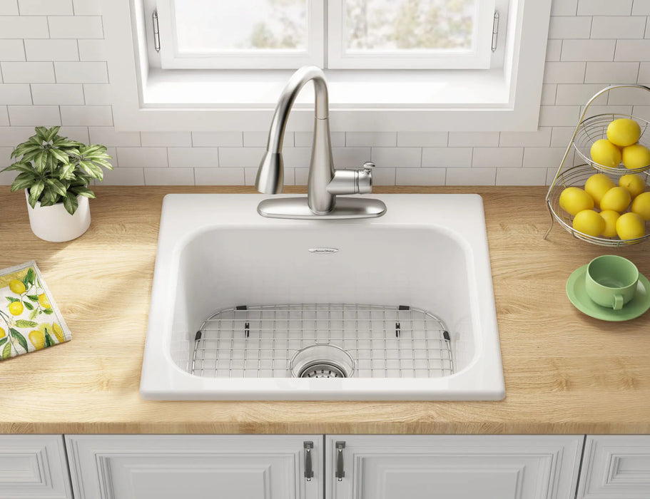 Quince 25 x 22-Inch Cast Iron 3-Hole Drop-In Single-Bowl Kitchen Sink