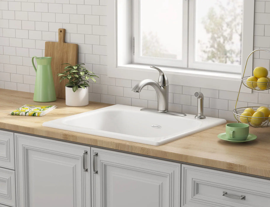 Quince 25 x 22-Inch Cast Iron 4-Hole Drop-In Single-Bowl Kitchen Sink Model: