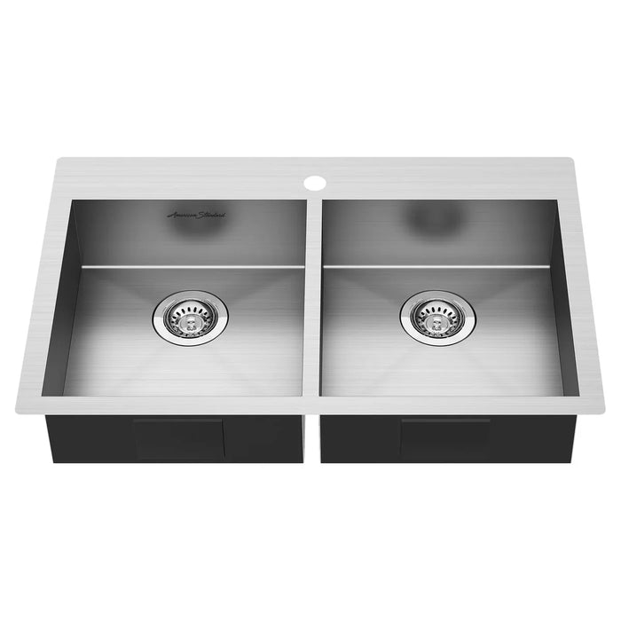 Edgewater Shop Collection Edgewater® 33 x 22-Inch Stainless Steel 1-Hole Dual Mount Double-Bowl ADA Kitchen Sink