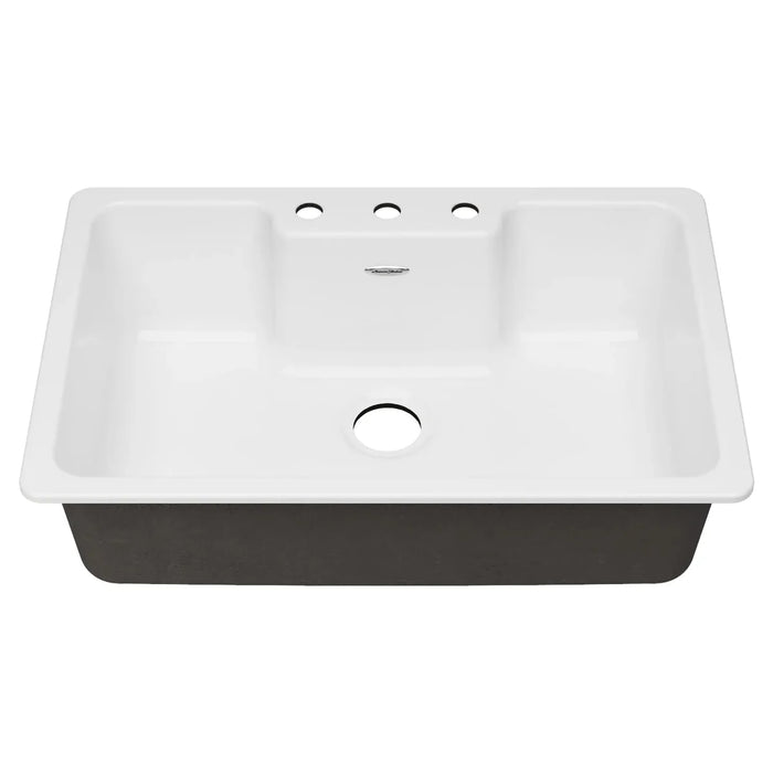 Quince 33 x 22-Inch Cast Iron 3-Hole Drop-In Single-Bowl Kitchen Sink Model: