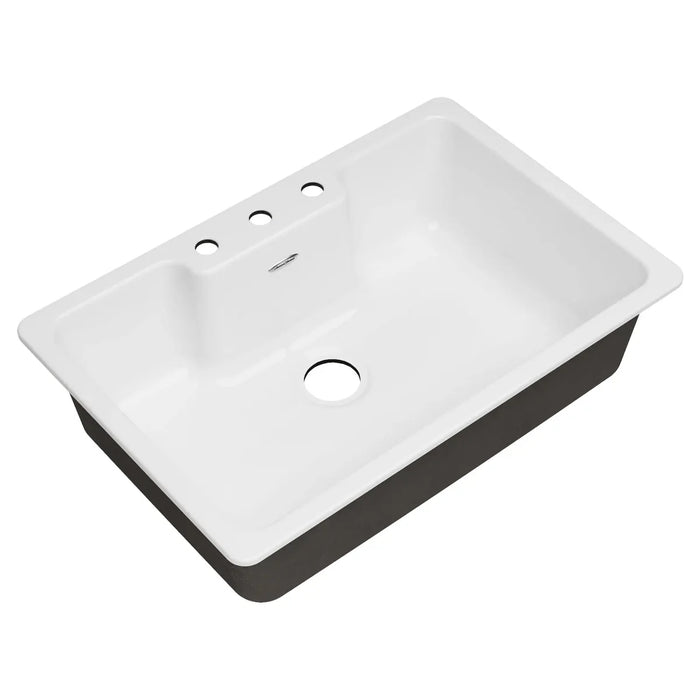Quince 33 x 22-Inch Cast Iron 3-Hole Drop-In Single-Bowl Kitchen Sink Model: