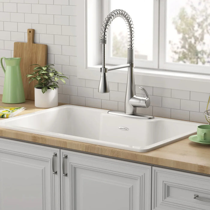 Quince 33 x 22-Inch Cast Iron 3-Hole Drop-In Single-Bowl Kitchen Sink Model:
