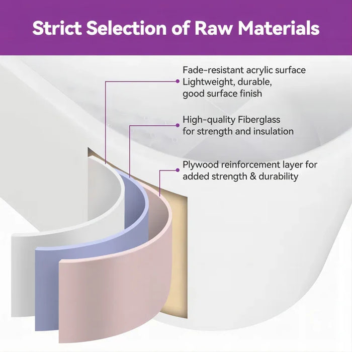 HOROW Freestanding Acrylic Bathtub 47 inch Soaking Tub Model TU47-MB-NS