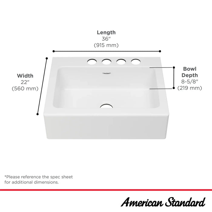 Delancey 36 x 22-Inch Cast Iron 4-Hole Undermount Single-Bowl Apron Front Kitchen Sink