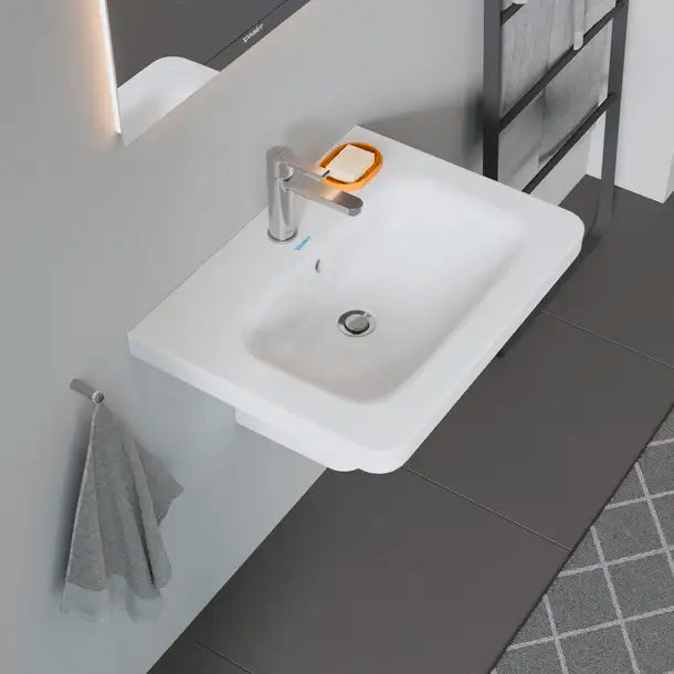 Duravit- DuraStyle Wall Mounted Sink  25 5/8 " x 18 7/8 ", with Overflow, 1 x Faucet hole, White High Gloss
