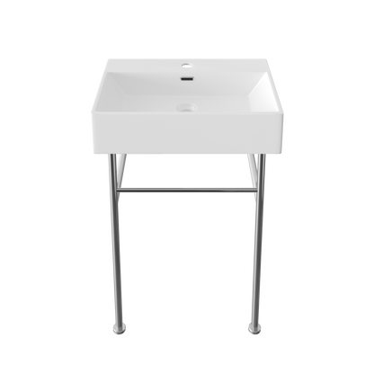 24" Rectangular Console Bathroom Sink, Single Faucet Hole