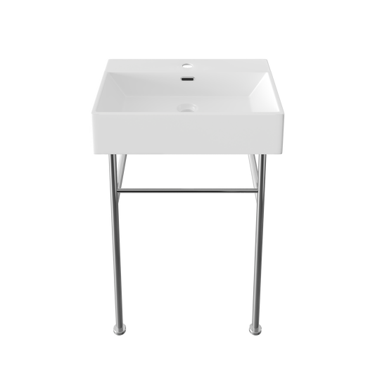 24" Rectangular Console Bathroom Sink, Single Faucet Hole