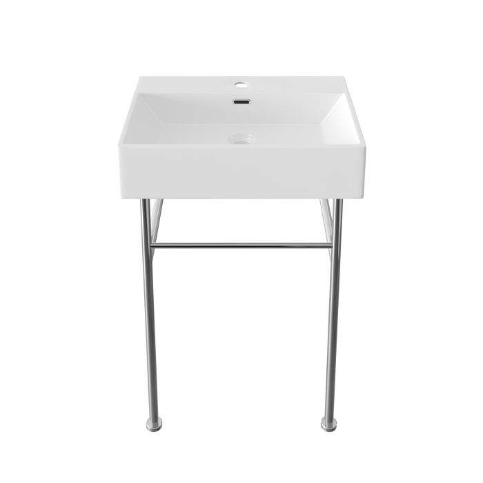 24" Rectangular Console Bathroom Sink, Single Faucet Hole