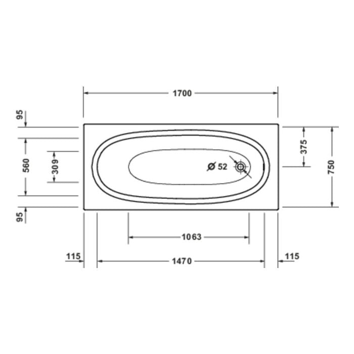 Duravit- Balcoon Built-in bathtub  66 7/8 " x 29 1/2 ", White Matte